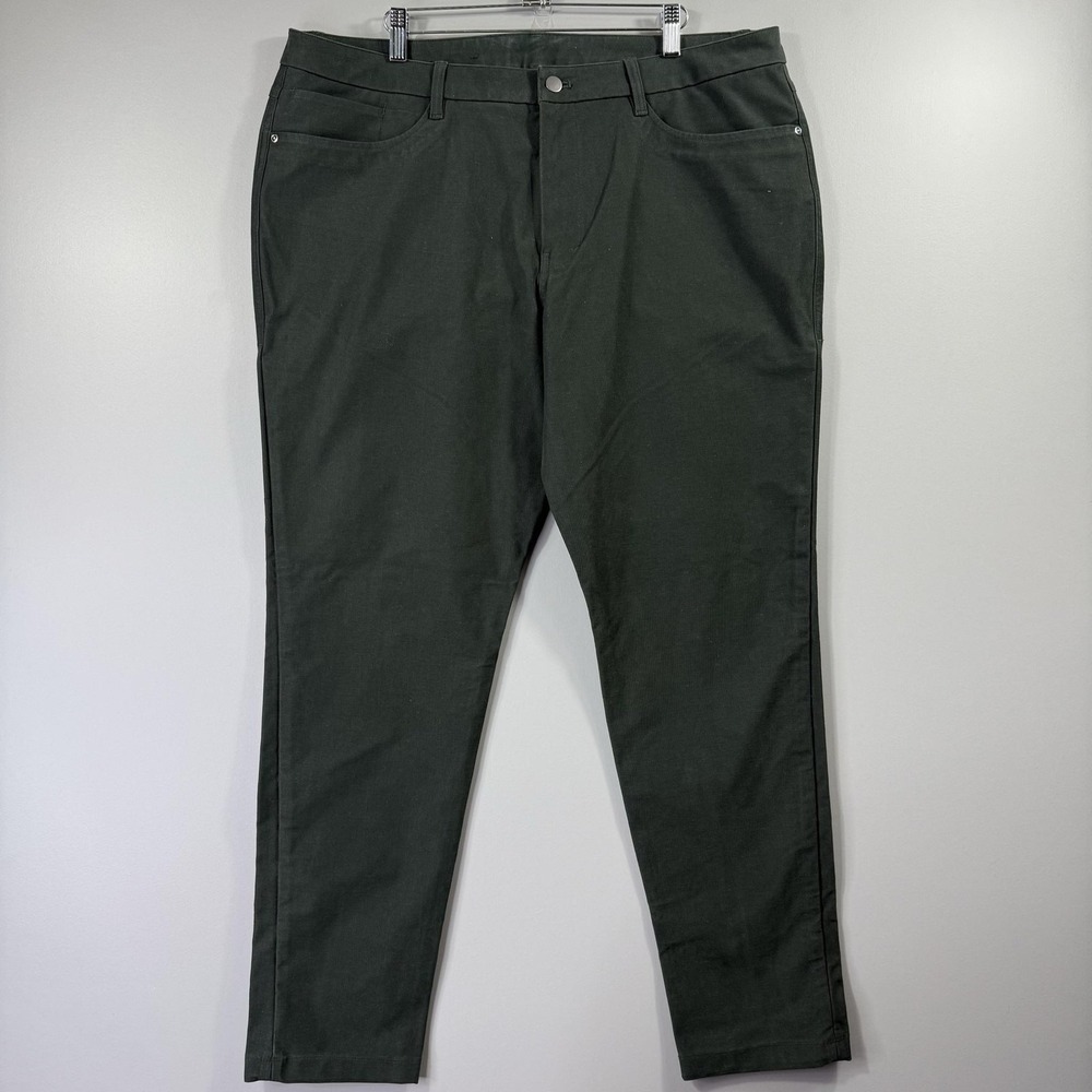 Lululemon Pants Mens 38x32 Green Canvas Chino Slim Tapered 5 Pocket Casual